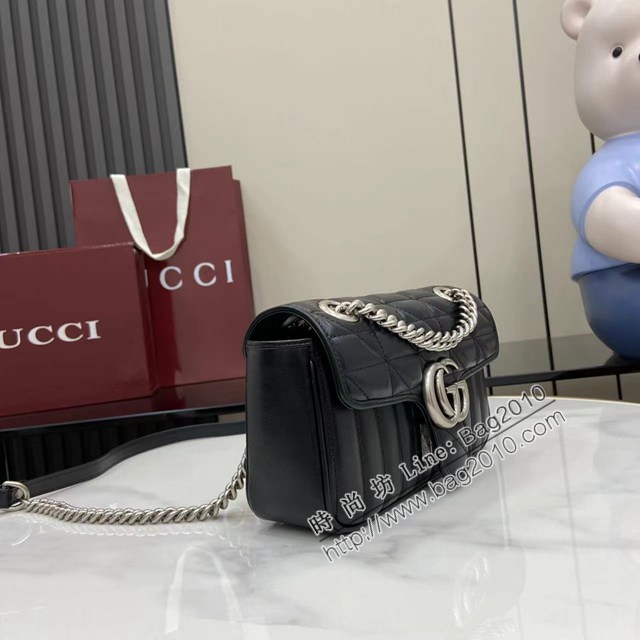 Gucci專櫃古馳最新款Marmont系列絎縫迷你手袋原廠皮鏈條女士挎包 jh2972型號：446744